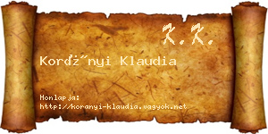 Korányi Klaudia névjegykártya