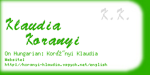 klaudia koranyi business card